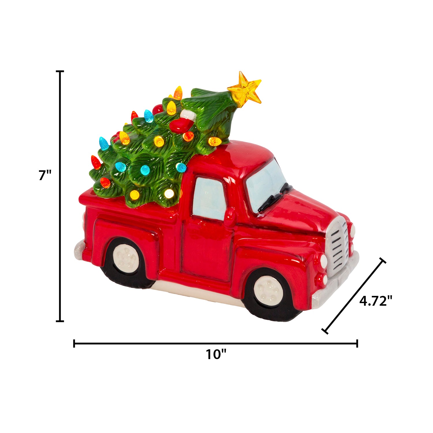 9.6-in L Battery- Operated Lighted Dolomite Holiday Truck with Tree
